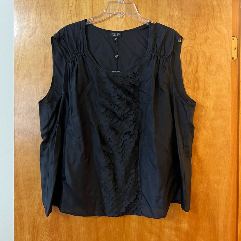 Talbots Sleeveless Black Silk Top Blouse Party Career NWT Women’s Petite 20WP